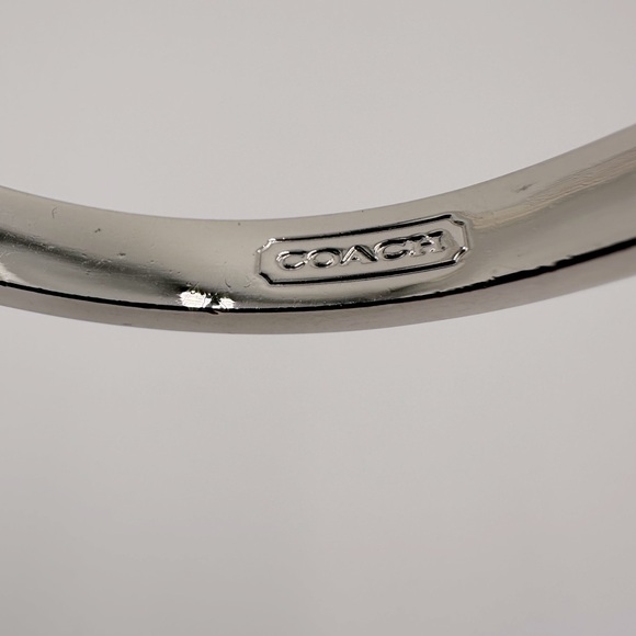 NWOT Coach Silver Tone and Pink Enamel with Crystals Bangle Bracelet - Picture 5 of 5